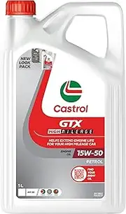 Castrol GTX High Mileage 15W-50 Engine Oil 5 Litre