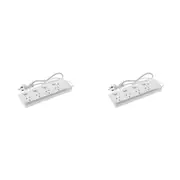 2PK Moki 4 Socket Electrical Powerboard w/ Switches Home/Office Power Ext White