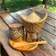 Sticky rice steamer set, thick edged steamer with lid from Thailand