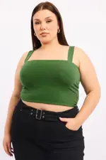 Green Singlet Top Square Neck Crop