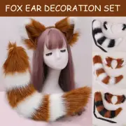 60cm Anime Wolf Fox Ear with Tail Set Plushly Headwear Party Cosplay Prop