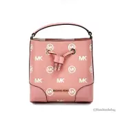 Michael Kors Mercer Small Primrose Embossed Drawstring Bucket Messenger Bag
