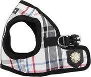 Puppia Junior - Checkered Dog Harness Small Dogs - Soft Vest - Also usable as Puppy Harness - Anti Pull Dog Lead, Black, XL