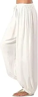 [Generic] Dress Yoga Pants for Women Boho Comfy Women's Boho Pants Pajama Pajama Pants Pants Yoga Hippie Loose Pants Lightweight Yoga Pants for Women for Summertime (White-1, S)