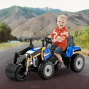 Costway12V Kids Ride on Road Roller with 2.4G Remote Control &amp; LED Lights-Blue