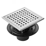 VEVOR 406mm Linear Shower Drain with Square Pattern Grate,Brushed 304 Stainless Steel Rectangle Shower Floor Drain,Linear Drain with Leveling Feet,Hai