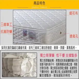 【ESSE御璽名床】防蹣抗菌舒適三線獨立筒床墊(單人加大3.5尺)
