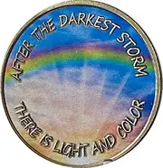 RecoveryChip After The Darkness Light And Color Rainbow Sun Serenity Prayer Medallion, Small, Brass