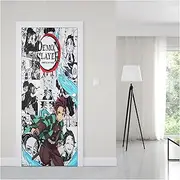 Door Stickers Manga Door Sticker Decoration Wall Paper Art Decals 3D Duer Stickers Anime Poster Fridge(F,95x215cm)