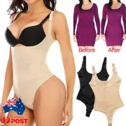 Thong Shapewear Bodysuit for Women Tummy Control Open Bust Body Shaper Slimming