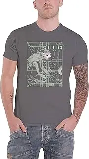 [Rock Off] Pixies Men's Monkey Grid Charcoal T-Shirt Dark Grey