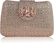[OEIPSMK] Sparkly Rhinestone Unique Evening Bag Women Floral Clutch Handbag Shoulder Bags(Dark blue)