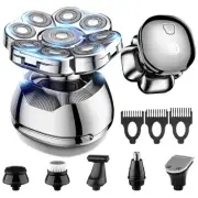 9D Head Shaver for Bald Men, 6-in-1 Electric Razor for Men with Nose Hair Tri...