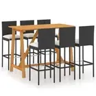 7pcs Rattan Garden Bar Set With Cushions Weather Resistant Table Chair Furniture