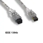 Kentek 6' IEEE1394b 9 Male to 6 Pin Male Firewire Cable 400Mbps PC MAC DV Clear