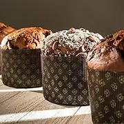 Pastry Chef's Boutique Deluxe Corrugated Panettone Paper Pan Mold - Large - 1 Kg - 6-5/8" x 4-5/16" - Pack of 6