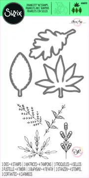 Sizzix Decorative Leaves Framelits Die Set with Stamps