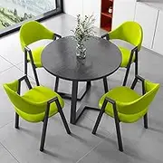 YVYKFZD Office Reception Room Club Table, Small Reception Table and Chair Combination, Simple Kitchen Dining Table Set, Round Conference Table for 4 Save Space(Fruit Green,80cm/31.4")