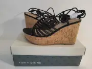 Sun&Stone Women's Tillyyp Strappy Lace Up Wedge Sandal. Size 6.5M