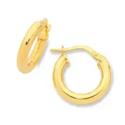 9kt Yellow Gold Silver Infused 10mm Hoop Earrings