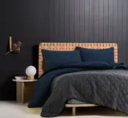 Coastal Vibe Blue & Grey Striped-Pure Cotton - Eco Living Ultra Light Bedspread Set