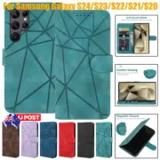 For Samsung S25 S24 S23 FE S22 S21 S20 Ultra Plus Flip Leather Case Wallet Cover