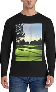 [GaxfjRu] Golf Course Print Casual Crewneck Lightweight Sweater Men's Long Sleeve Shirts, Sizes S-3X