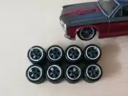 1/64 Custom Wheels LOW RIDERS WHEELS RUBBER TIRES 10MM 4 Sets 5 Hole Hot Wheels