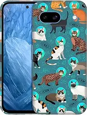 [SuzaCase] Back Case for Google Pixel 8A 5G, Google Pixel 8A 5G Case with Stylish Space Cat Pattern Design Printed Cute, Sleek Durable Hardshell Protective Phone Case/Cover for Pixel 8A 5G