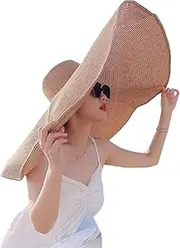 [bralafia] Oversized Beach Sun Hat for Women Foldable Large Wide Brim Hats Packable Roll up Floppy Cap Summer UV Protection Hat