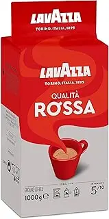 [Lavazza] Qualità Rossa, 1 Kg, Ground Coffee, Ideal for Moka Pots, with Aromatic Notes of Chocolate and Dried Fruits, Arabica and Robusta, Intensity 5/10, Medium Roasting