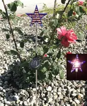 2 pcs Star Flag Garden Solar Stake Light Landscape Pathway Led Light