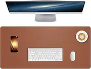 Lllunimon Leather Desk Mat Large Mouse Pad Laptop Desk Pad Waterproof Non-Slip Table Blotter Desktop Writing Pad for Office and Home (Brown, 120x43cm)