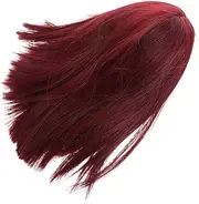 HAMPPLIES Short Wine Red Bob Wig With Bangs: Realistic Straight Synthetic Hair - 12inch Shoulder Length Synthetic Flat Bangs Wig For Cosplay And Daily Use