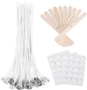 Bulk 8 Inch Candle Wicks 100 Pcs with 60 Stickers & 10 Centering Devices