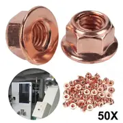 50pcs Copper Exhaust Nuts M8 SW13 Copper-plated Head Stud Lock Nuts Copper Bolt Screw Bolt Screw Turbo Exhaust Stud Hex