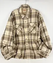 Wrangler Authentics Men’s Long Sleeve Sherpa Lined Flannel Shirt Jacket Birch XL