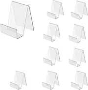 Taicols Acrylic Book Stand Clear, 10 Pcs Book Holders Display Shelf, Multi-Functional Display Easel Desktop Decorative Storage Rack Acrylic Sign Holder with Vertical Slanted Back Tablet Holder (2)