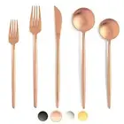 Matte Rose Gold Silverware Set, 20 Piece Stainless Steel Flatware Set Service...