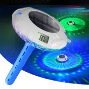 Pool Thermometer Easy to Read, Solar Pool Light with 8 RGBW Color Modes, Dual Di