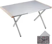 CAMPINGMOON Camping Side Table Heat-Resisting Stainless Steel Embossing Process for Outdoor Table Top Grill with Carrying Bag T-380
