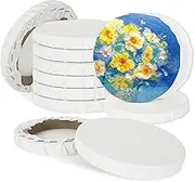 WOPPLXY 15 Pcs Round Stretched Canvas, 6 Inch Diameter Round Blank White Canvas Boards, 100% Cotton Stretched Canvas, Professional Artist Round Canvas or Acrylic Pouring and Oil Painting