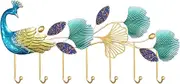 Coat Rack Wall Mount Entrance Wall Hanging Coat Rack Bedroom Coat Hooks Light Luxury Peacock Shape Coat Hooks Wall Art Decorative Hooks Metal Wall Hooks Wall Coat Hooks(Small)