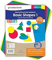 Basic Shapes 1: Circles, Triangles, Squares, Ovals, 676 Pieces US Made Card Stock Punch Out Geometric Shapes in 3 Sizes and 4 PRIMARY Colors for Math, Pattern Play and DIY Crafting