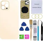 Rear Back Glass Replacement for iPhone 12 Pro 6.1-inch with Reparing Toolkit(Gold)