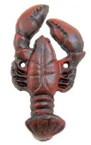 5.5" Tall Rustic Cast Iron Lobster Wall Hook Nautical Beach Hanging Decor