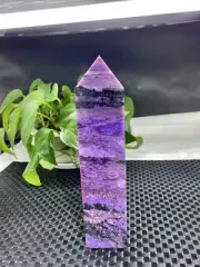 940g Natural Charoite Quartz Obelisk Crystal Energy Tower Point Reiki Decor
