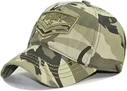 Unisex Camouflage Embroidery Shield Cotton Baseball Cap Breathable Sun Protection Large Visor Cap Wide Brim Sports Cap for Outdoor Sports Cycling Camping Fishing Hunting Travel Beach Tennis Hi