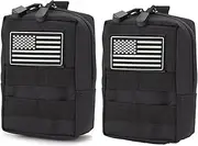 2 Pack Molle Pouches-Vest Pouch Cell Phone Holster Belt Pouch Waist Bag Pack EDC Molle Accessories Bag Small Utility Pouch with Flag Patch Tactical Compact Water-Resistant EDC Pouch