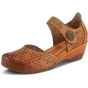 L’Artiste by Spring Step Womens Americana Wedge Mary Jane Shoe - Camel, 36M NEW